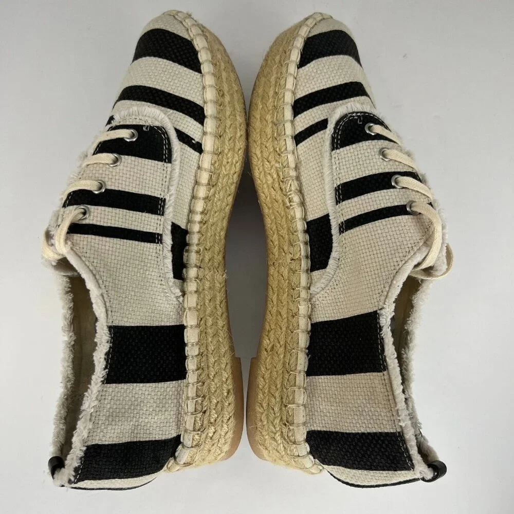 DV By Dolce Vita Womens Cream Black Striped Espadrille Canvas Size 9.5 Sneakers